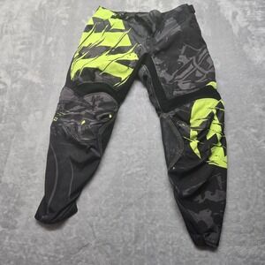 Fly Racing Kinetic Outlaw Motocross Mens 28S 30x24 Pants Black Neon Yellow Camo